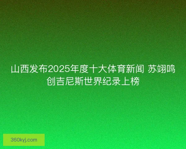 山西发布2025年度十大体育新闻 苏翊鸣创吉尼斯世界纪录上榜